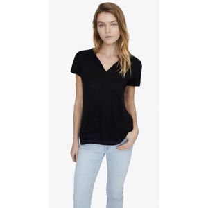Sanctuary Uptown Tiered Hem Linen Tee Size X-Large Black